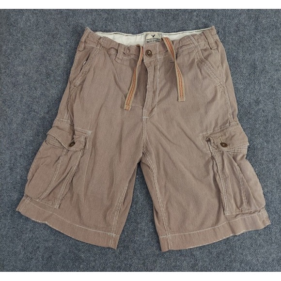 American Eagle Shorts Mens 32 Brown Cargo Baggy Y2K Heavy Drawstring Hickory - Picture 1 of 13